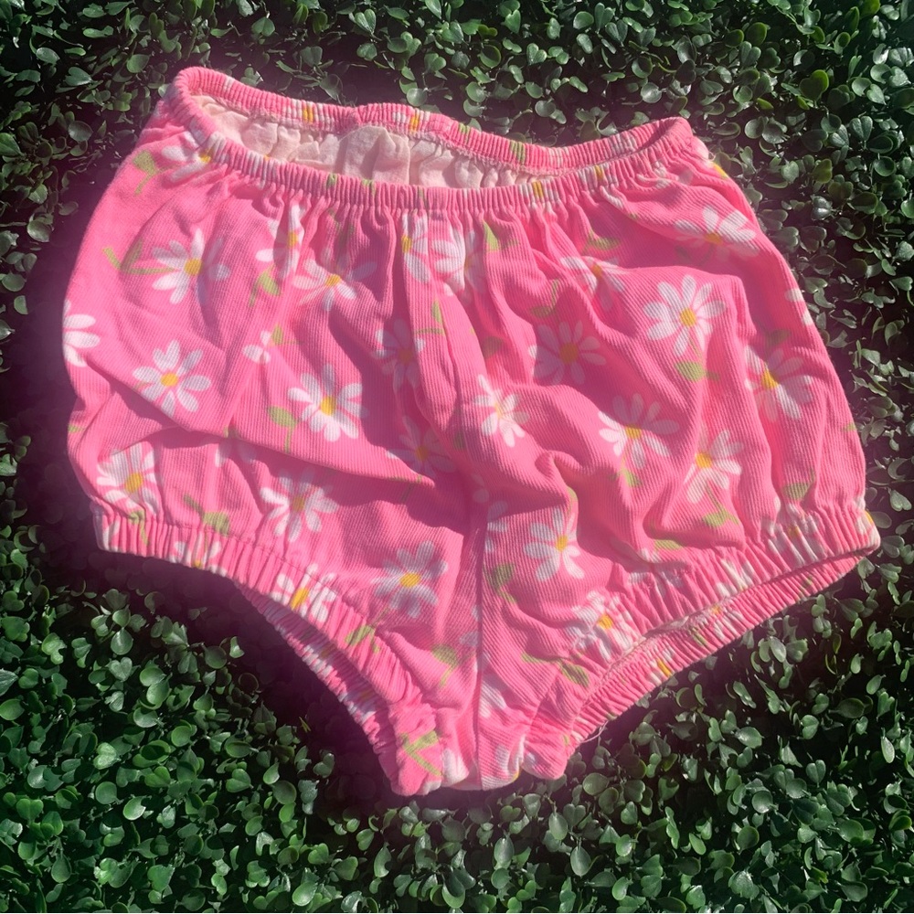 SOLD vintage 60s 70s nice quality cotton bright pink & floral bloomer short - Picture 2 of 7